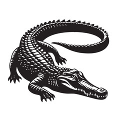 Naklejka premium Black Crocodile Silhouette Vector, High Quality Illustration on White Background