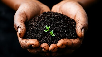 Planting seeds of change hands nurturing soil and seedlings indoor garden close-up growth and renewal