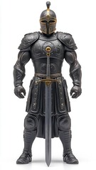 Fototapeta premium warrior figure with sword flat design front view epic battle 3D render Complementary Color Scheme