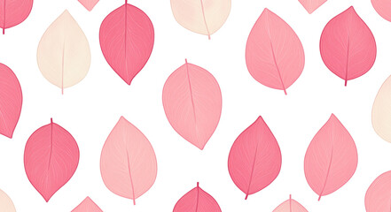 Cute pink cherry blossom petal pattern, flat illustration, white background
