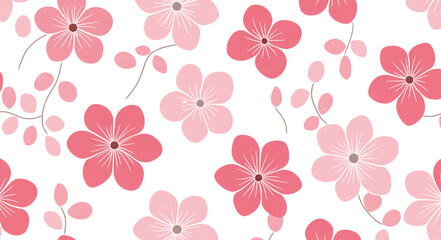 Pink cherry blossom petals floating in the air, white background
