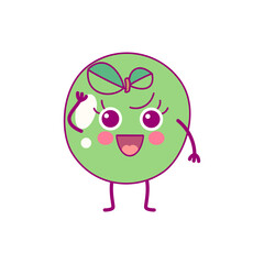 vector cute cartoon character happy fruit. Hand drawn clip art isolated on transparent background.