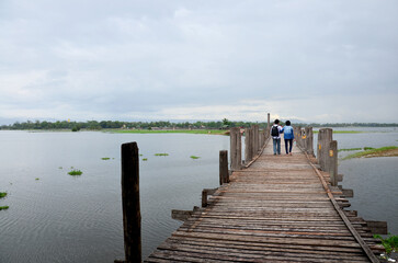 Naklejka premium U Bein longest teakwood bridge