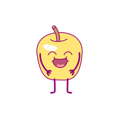vector cute cartoon character happy fruit. Hand drawn clip art isolated on transparent background.