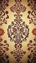Fototapeta premium Intricate floral damask pattern on textured background, brocade, ornament