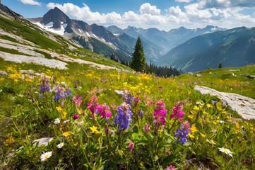 alpine meadow with flowers