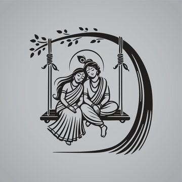 Radha Krishna on a Swing A Divine Depiction of Love and Devotion
