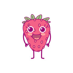 vector cute cartoon character happy fruit. Hand drawn clip art isolated on transparent background.