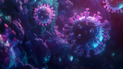 Fototapeta premium A close-up of a virus with pink and blue colors