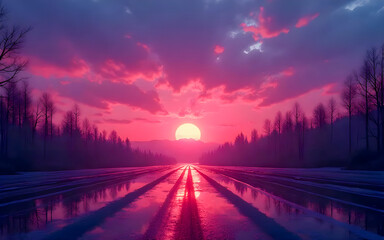 Fototapeta premium sunset on the road
