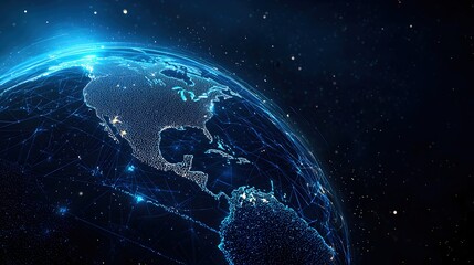 Obraz premium Digital Earth Representation with Glowing Network Connections