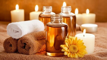 Relaxing spa treatment with essential oils home spa photography calm atmosphere close-up wellness concept