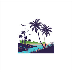 Obraz premium Palm-Lined Shores: A Coastal Dreamscape