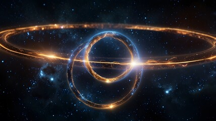 Cosmic rings in swirling nebula