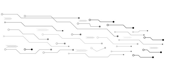 Abstract grey circuit line technology pattern on white background, futuristic vector illustration of digital circuitry design for tech backgrounds	