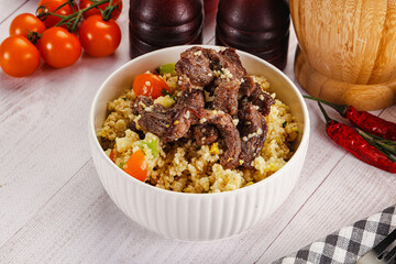 Traditional couscous with beef and vegetables
