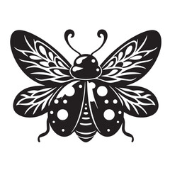 Black Ladybug Silhouette Vector, High Quality Illustration on White Background