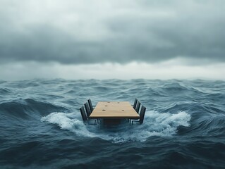 Stormy Sea with Conference Table.