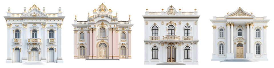 Fototapeta premium Collection of stately and ornate historic palace buildings with intricate architectural details decorative facades and classical elements like columns arches and pediments