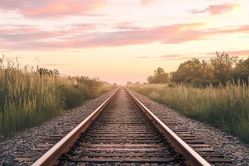 Fototapeta premium A photo of train tracks extending into the distance