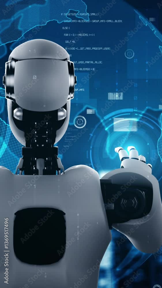 Poster future financial technology controll by ai robot huminoid uses machine learning and artificial intel