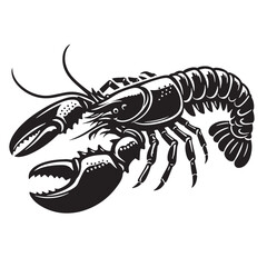 Black Lobster Silhouette Vector, High Quality Illustration on White Background