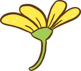 Cute Flower with Stem Doodle Hand Drawn