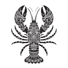 Black Lobster Silhouette Vector, High Quality Illustration on White Background