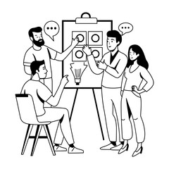 A glyph illustration of employee discussion 