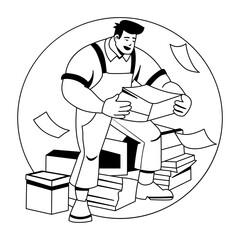 Work burden illustration of a character in glyph style 
