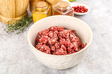 Raw beef minced meat for cooking