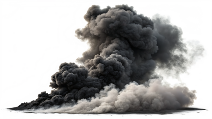 Dark Smoke Explosion with Dust Clouds, Isolated on White Background as Transparent PNG, AI Generated