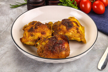 Roasted chicken thighs  with spices