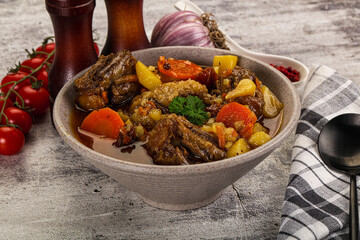 Gourmet Oxtail beef soup with vegetables