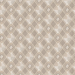 Seamless monochrome herringbone textured diamond pattern. Beige background.
