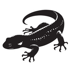 Black Newt Silhouette Vector, High Quality Illustration on White Background