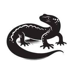 Black Newt Silhouette Vector, High Quality Illustration on White Background