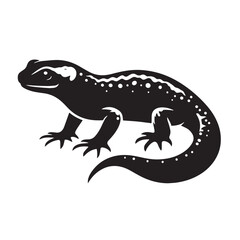 Black Newt Silhouette Vector, High Quality Illustration on White Background