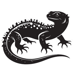 Black Newt Silhouette Vector, High Quality Illustration on White Background