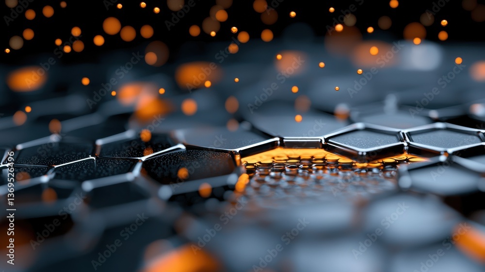 Poster glowing futuristic electronic circuit board in darkness with intricate technological patterns and ge