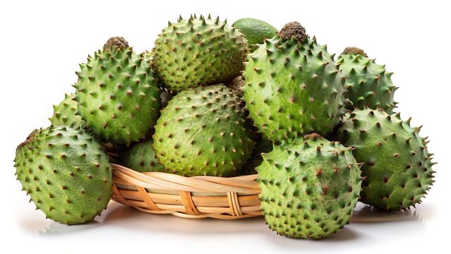 A Basket of Fresh Green Soursops Ready for Market or Consumption