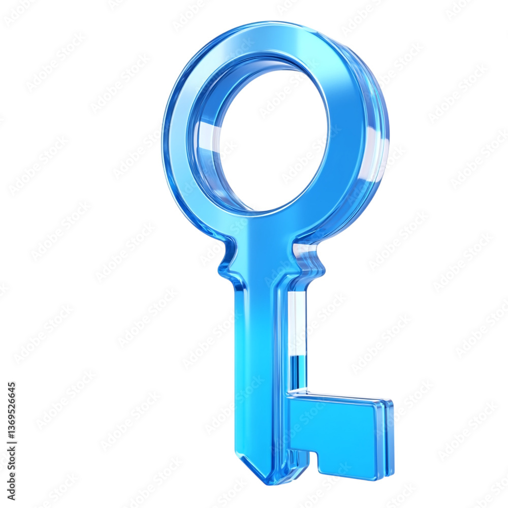 Poster find your way blue key unlock access security solution concept art transparent background