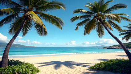 Obraz premium Picturesque beachfront with palm trees
