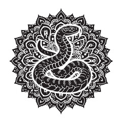 Obraz premium Black Rattlesnake Silhouette Vector, High Quality Illustration on White Background