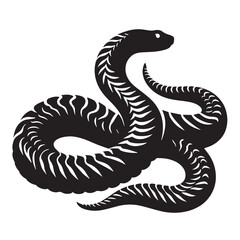Black Rattlesnake Silhouette Vector, High Quality Illustration on White Background
