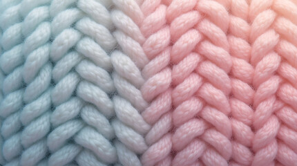 Representation of thick wool knit texture in cozy pastel shades, emphasizing the interlocking yarn