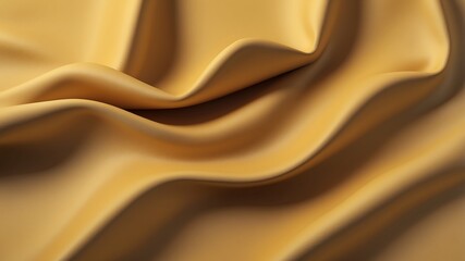 Fototapeta premium Golden satin cloth background. Vector realistic illustration of yellow silk fabric with smooth shiny texture, luxury soft textile material with wavy surface, curtain with abstract folds, liquid paint