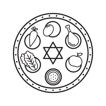 passover seder plate black and white clip art preview