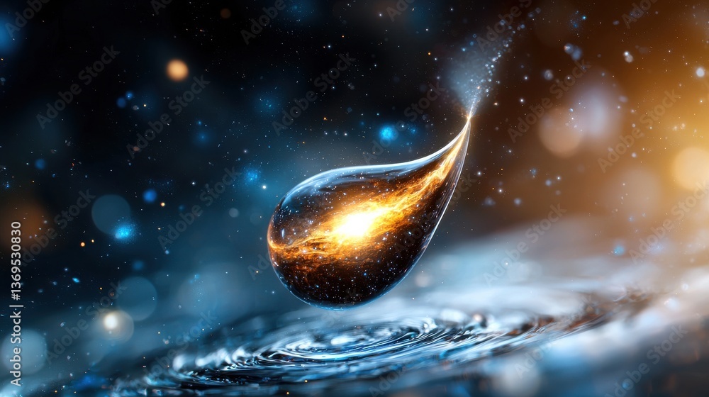 Aufkleber mesmerizing water droplet in mid air creating a radiant and dynamic splash effect against a blurred 