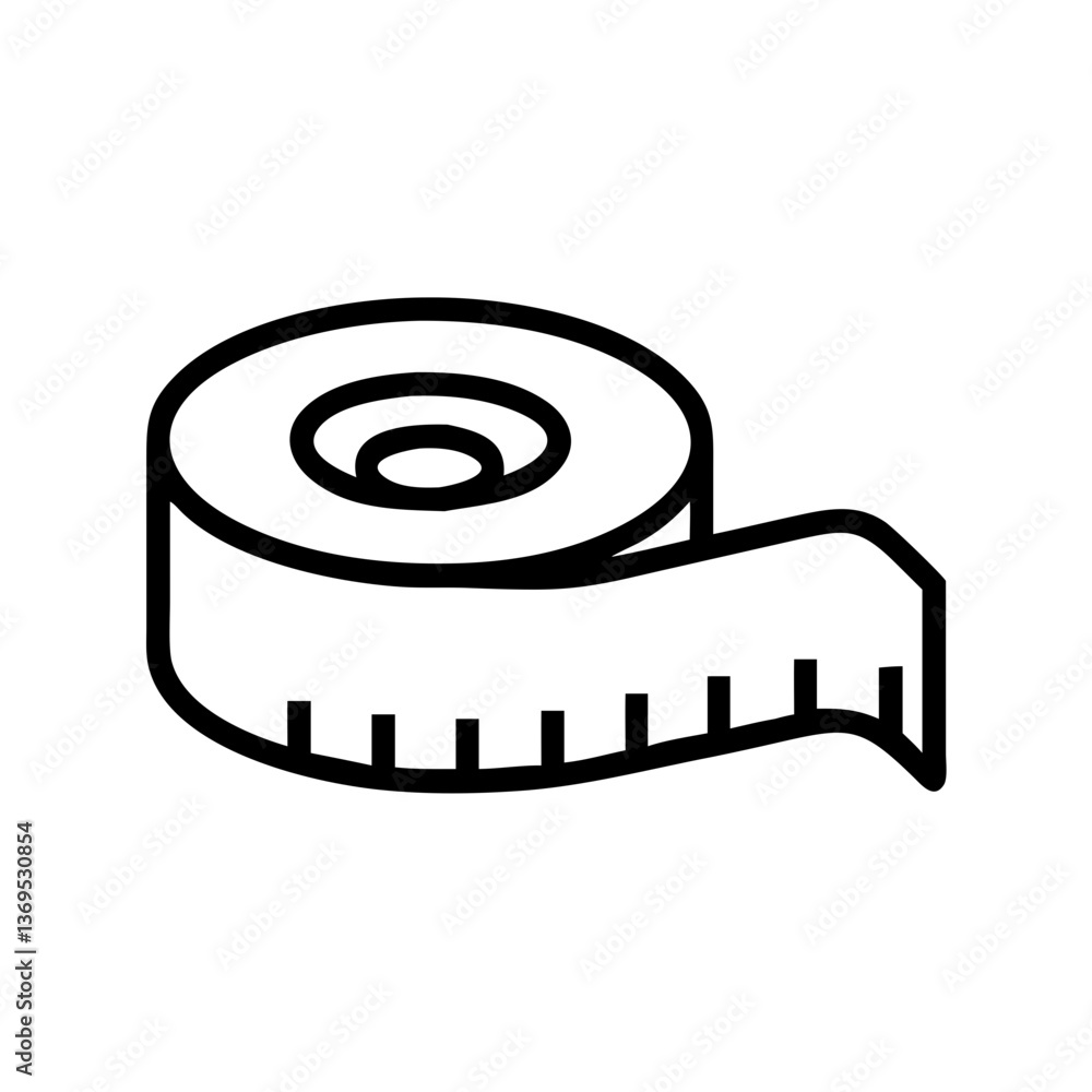 Poster tape measure icon in minimalist style on clear background